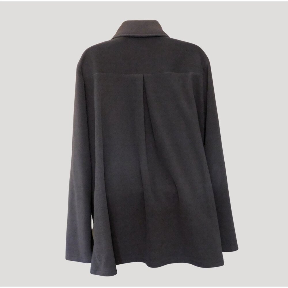 Womens Fleece Jacket XL Gray Long Sleeve Pullover Button-Up Collar Warm Cozy - Picture 5 of 6